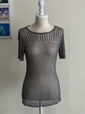 Grey crochet top